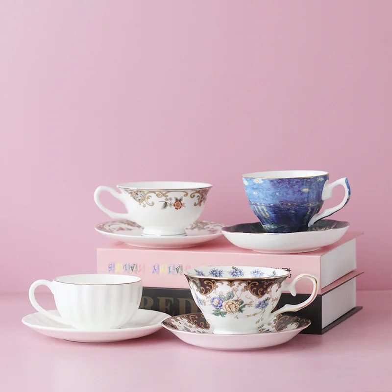 

HYS Bone China Coffee Cup Set British Afternoon Tea Set Personalized Creative Ceramic Teacup Latte Cup