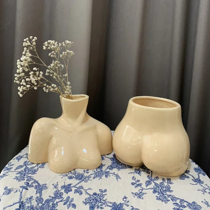 Nordic creative human body ceramic vase living room flower arrangement art ornament home decoration accessories flower ware