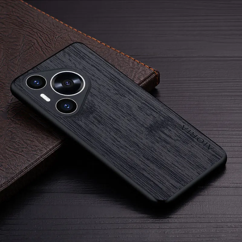 Funda de cuero con patrón de madera de bambú para Huawei, carcasa de lujo para huawei Pura 70 Pro Plus 70 Ultra