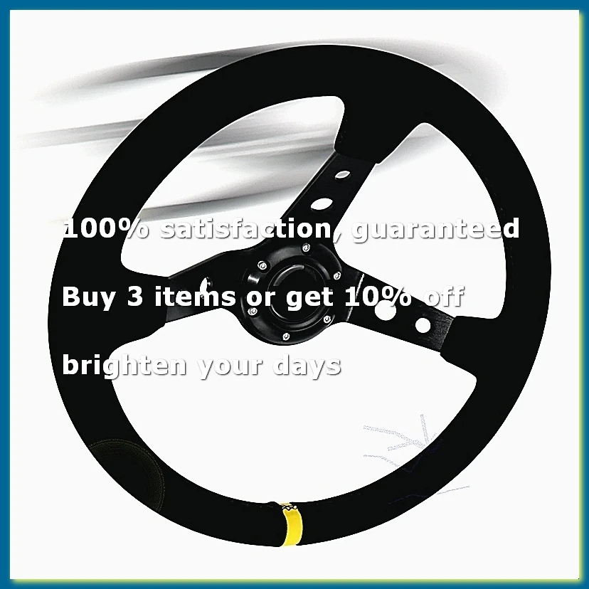 Universal Racing Steering Wheel, 350mm 6 Bolt Steering Wheel Suede for Race//Motorsport/Car Sim Driving