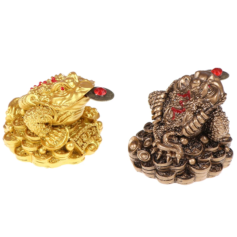 Feng Shui Toad Money LUCKY Fortune Wealth Chinese Golden Frog Toad Coin Tabletop Ornaments Lucky Gifts Car Ornament