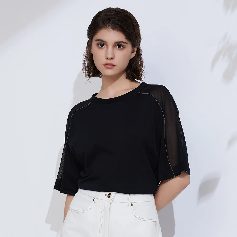 Pop K2288W Summer Short Sleeved Clothes Luxury Women's Clothing Combed 100% Pure Cotton Tshirts T-Shirt