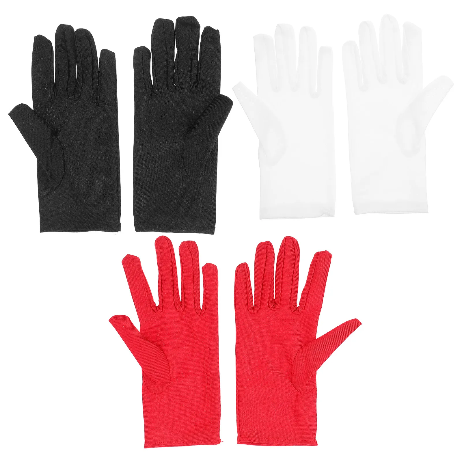 

3Pairs Elastic Spandex Jewelry Gloves Lightweight Comfortable Fit Most Hands No Finger Restriction for Etiquette Serving