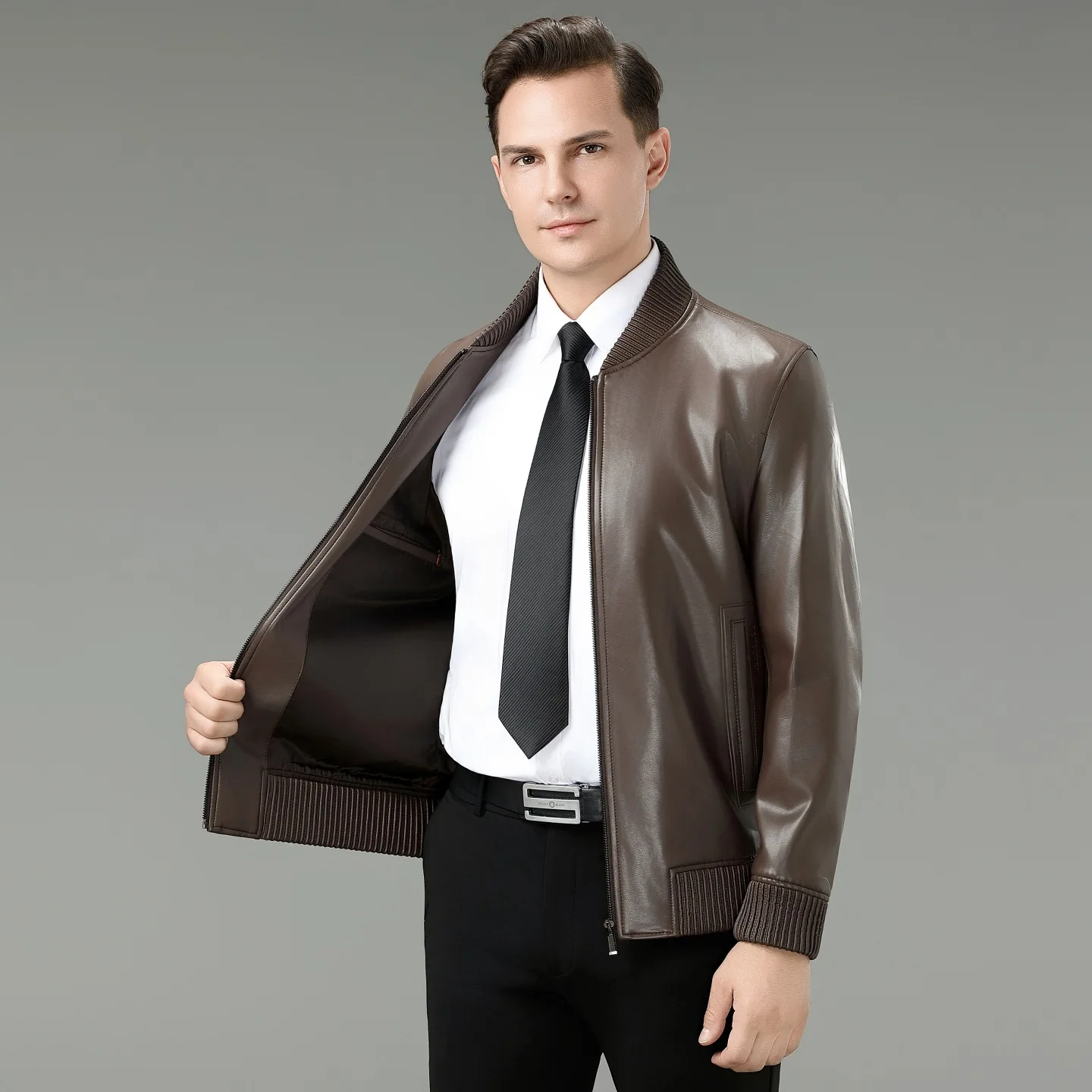 

Мужская куртка из овчины Haining, повседневная осенне-зимняя бейсбольная модная универсальная верхняя одежда