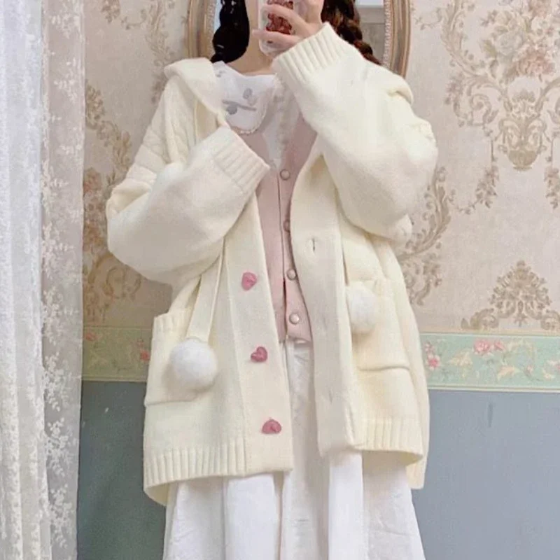 Sweaters Cardigan Women Baggy Preppy Girlish Sweet Kawaii Clothes Japanese Stylish High Street Gentle Designer Knitwear Autumn