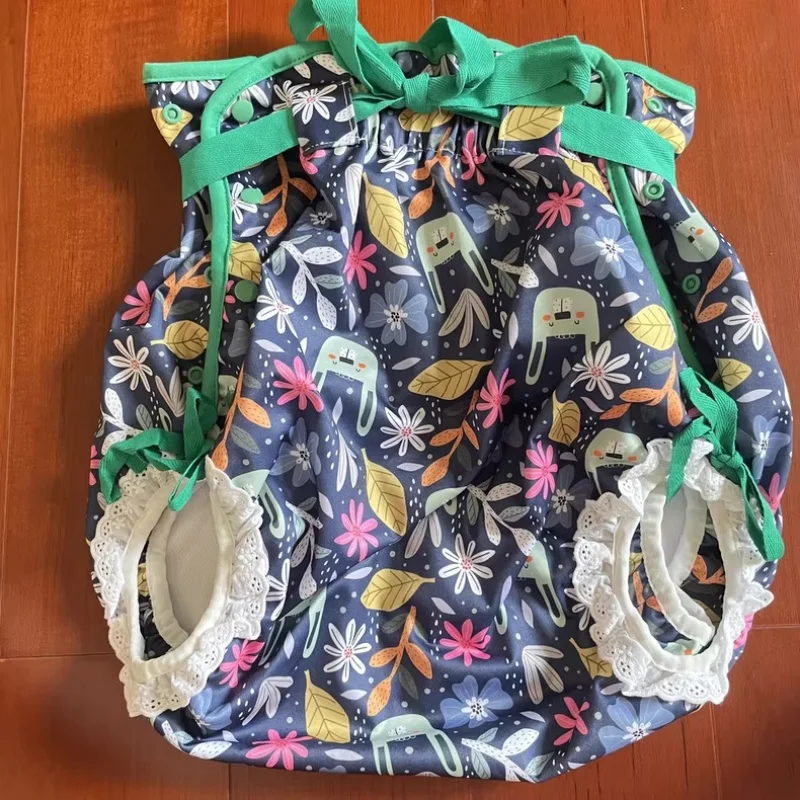 

ABDL Adult Baby Diaper Briefs Japanese-style Kawaii Print Plus Size Lace Edge Panties DDLG Waterproof High Waist Underpants