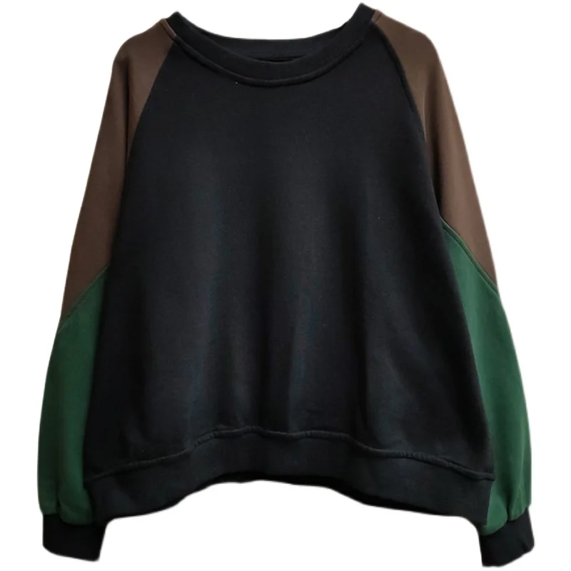 Sudadera larga holgada de Color Sve Blo para mujer, suéter coreano Sle, recién llegado, forro interior de algodón cómodo, ajuste Regular