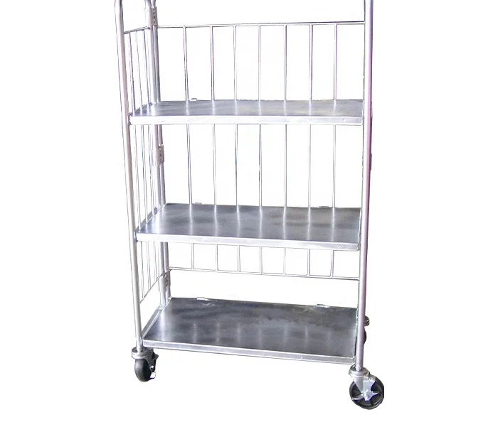 warehouse steel trolley cart nest away folding shelf truck mesh storage Logistics Vehicles
