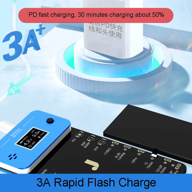 JC BT01แบตเตอรี่ Fast Charging Board จอแสดงผล LCD Type-C PD Charger Tester สำหรับโทรศัพท์6-13PM Android One-คลิกเปิดใช้งานการตรวจจับ