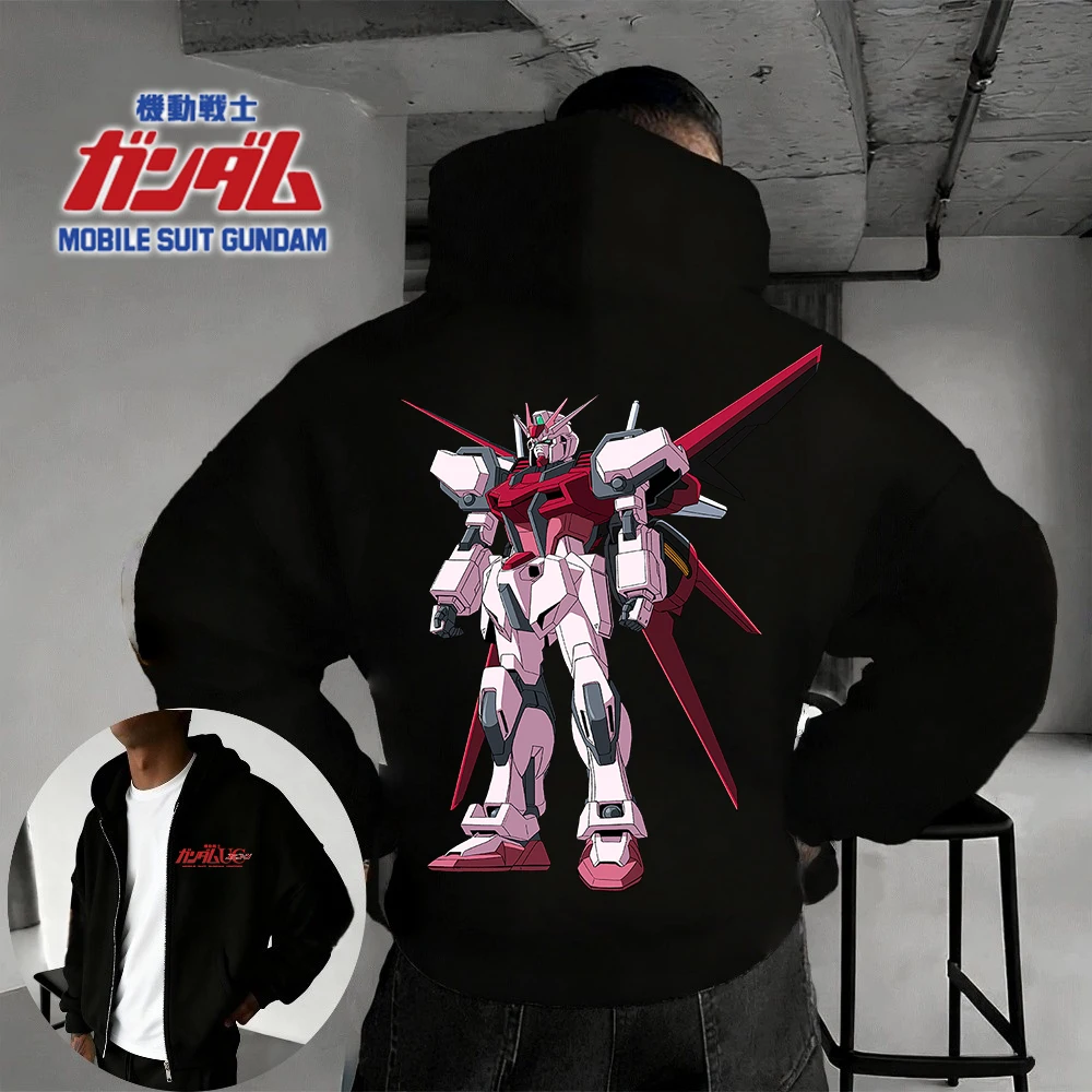 

The 2025 Autumn/winter New Gundam Series Anime Clothing Pattern Printed Pure Cotton 100% Super Large Casual Zipper Hoodie