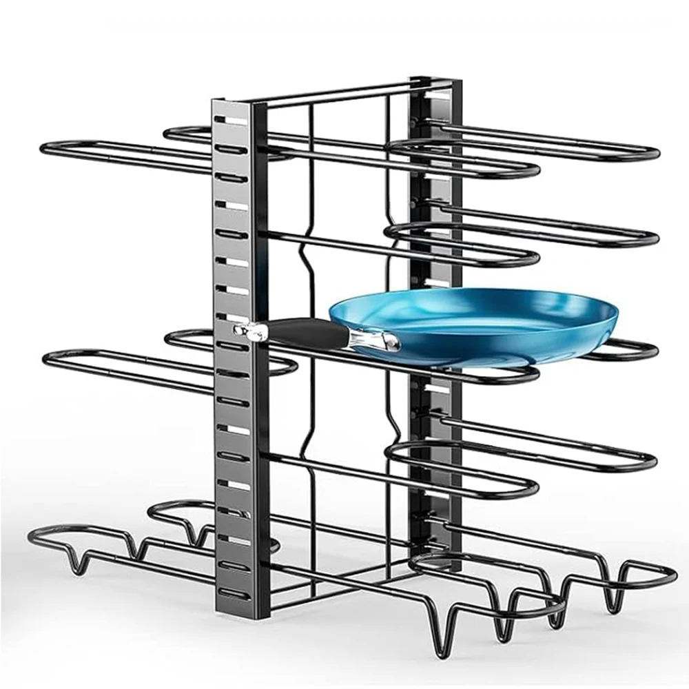 8 livelli Pan Pot Organizer Rack 3 metodi fai da te armadio regolabile dispensa vasi coperchi Rack di stoccaggio organizzazione della cucina