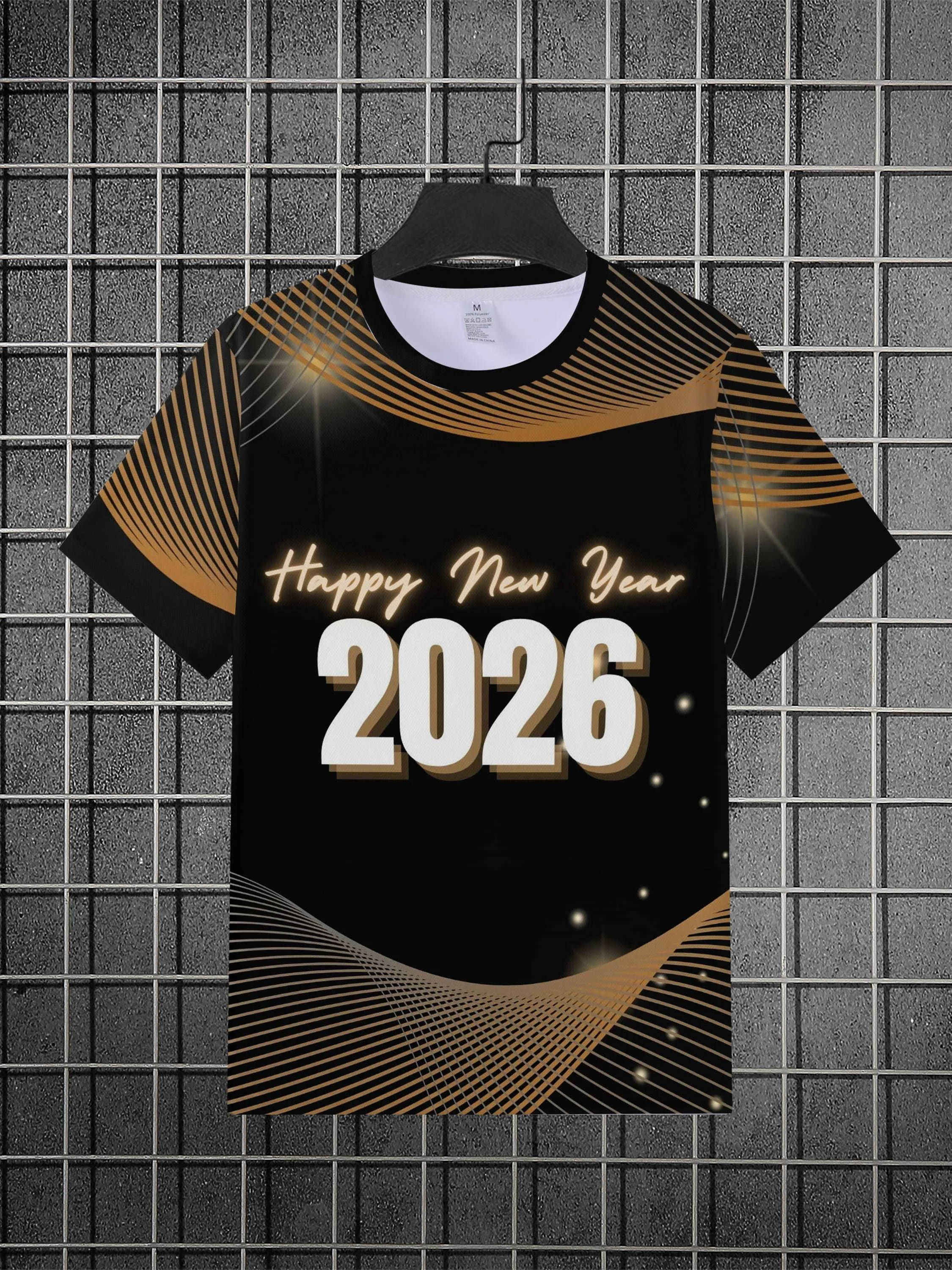 الرجال سريعة الجافة تي شيرت تنفس كل موسم الجولة الرقبة قصيرة الأكمام تيز عيد الميلاد ملابس للرجال 2026 ليلة رأس السنة زي #2