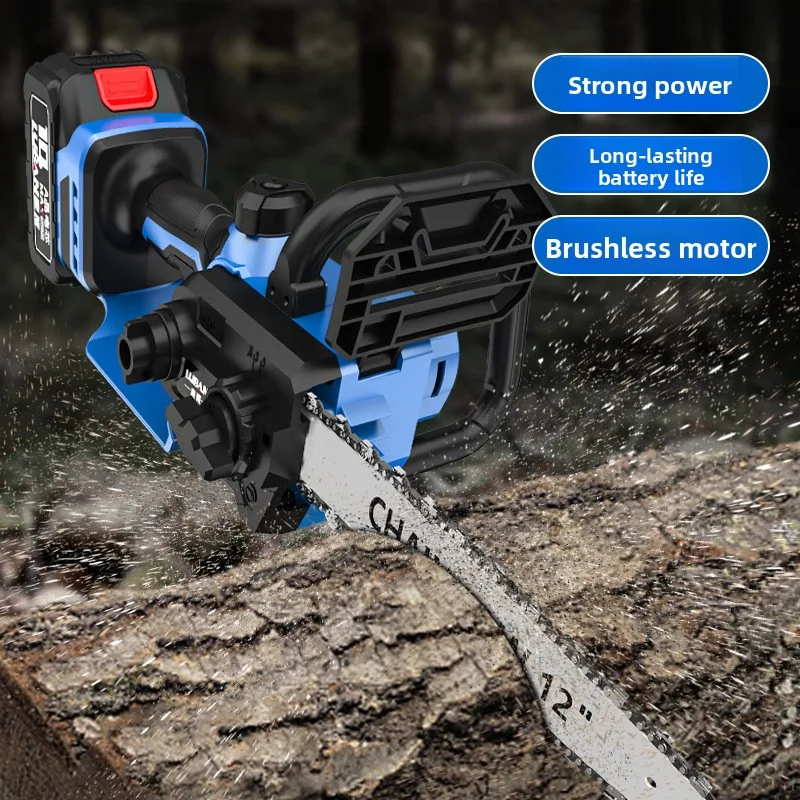 12 Inch Brushless Chainsaw Rechargeable Lithium Battery Handheld Electric Saw Household Wood Cutting Logging Tool