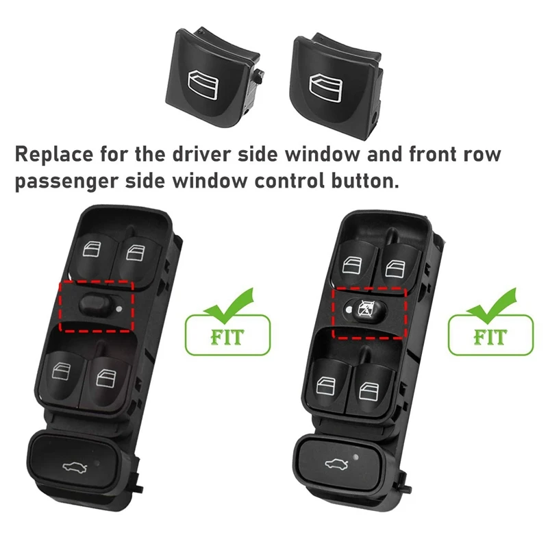 Window Switch Button Covers for Mercedes Benz W203 W208 C Clk Class Front Left+Right Window Switch Repair Button Caps