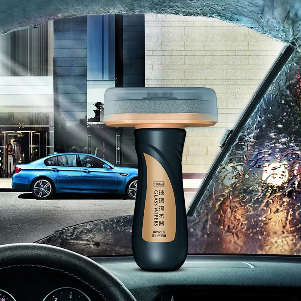 Car Glass Water Repellent Hydrophobic Window Anti-Fogging Agent Auto Windshield Oil Film Remover Wipe Cleaner Removes Dirt Brush