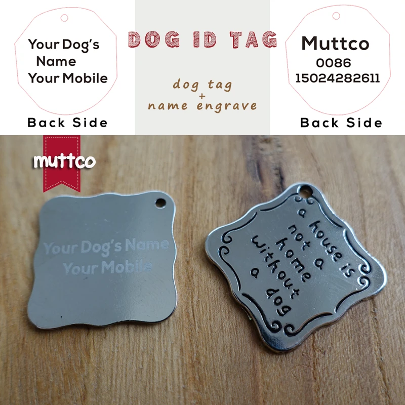 Retail laser engraving stainless steel can be customized tag fashion heart sharp dog engrave lettering id tag