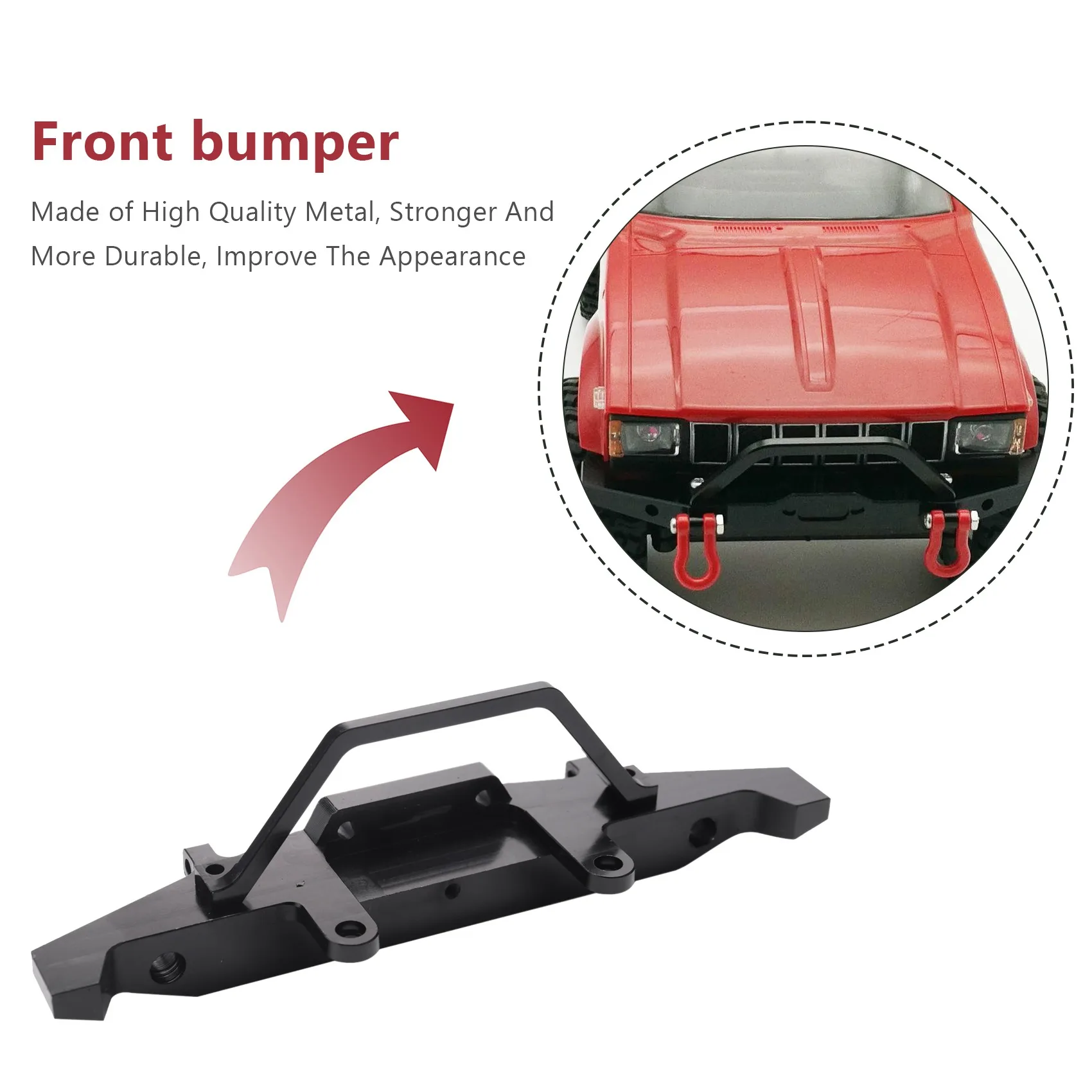 BAAA-กันชนหน้าโลหะสําหรับ WPL C14 C24 C24-1 1/16 RC รถ 4X4 รถบรรทุกและ Crawler อะไหล่อัพเกรดอุปกรณ์เสริม,สีดํา