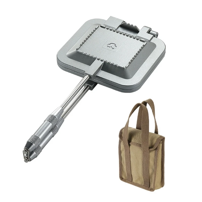 

Detachable Handle Sandwich Baking Pan Outdoor Double Sided Frying Pan Grill Tray Camping Breakfast Clamp Tray