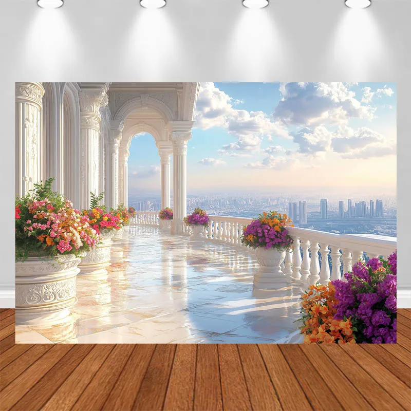 LS Photography Background White Castle Flower Decor Birthday Wedding Adult Portrait Photo Backdrop Studio