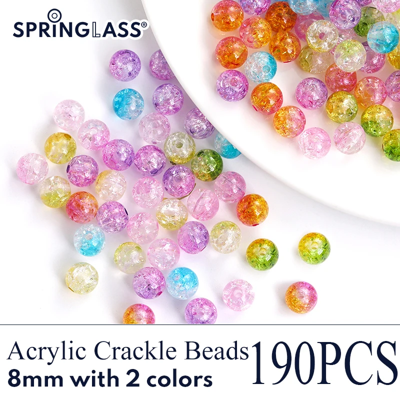 

8mm Acrylic Crackle Beads Transparent Lampwork Handcrafted Bracelet Beads for DIY Jewelry Making Christmas Ornament