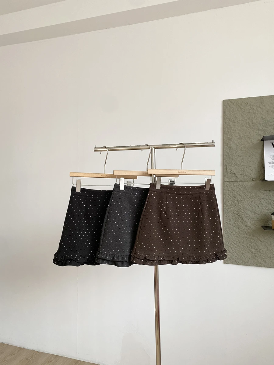 Sweet Youthful Plaid Woolen Short Skirt for Women High Waist Bodycon Winter Anti Exposure A-line Skirt Half-length Skirt