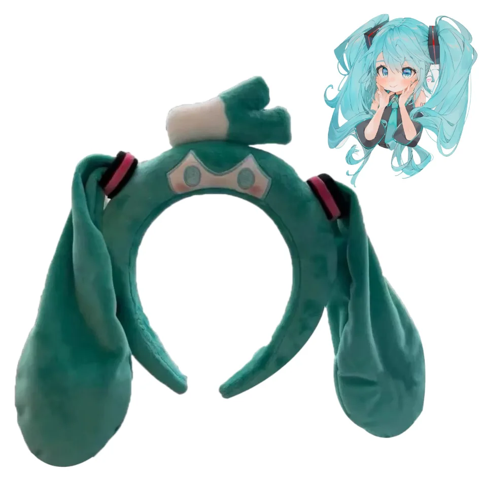 Hatsune Miku Stirnband Haarband Niedliches Plüsch-Haarband Miku Stirnband zum Gesichtwaschen Yoga-Haarbänder Foto Anime Cosplay Requisite Geschenk