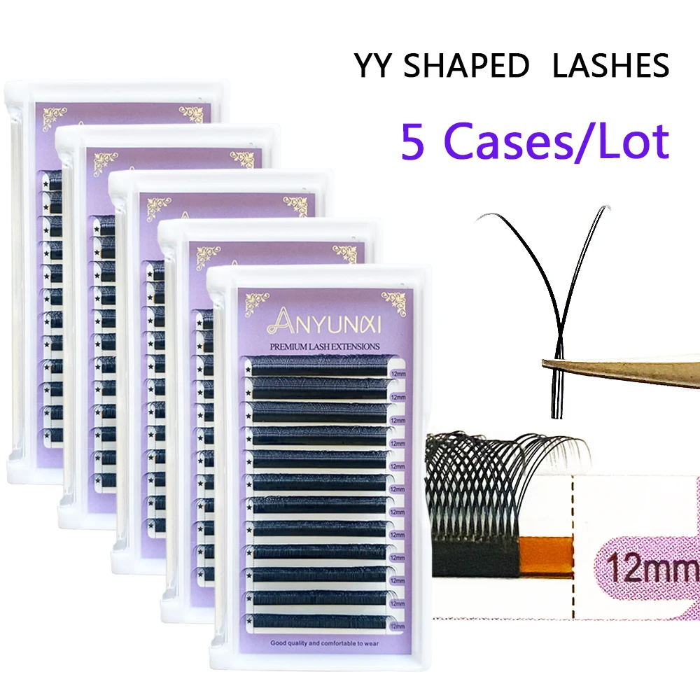 

YY shape eyelash extension 5 Cases Classic Mix High Quality Natural Soft Individual Faux Lash Makeup wholesale