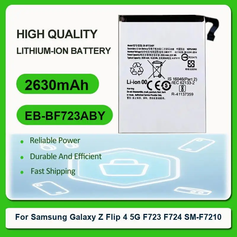 Battery For Samsung Galaxy Z Flip 4 5G F723 F724 SM-F7210 S23 FE J5 2016 Edition J510 SM J510F j5109 j5108 Fold 3 S24 SM-S9210