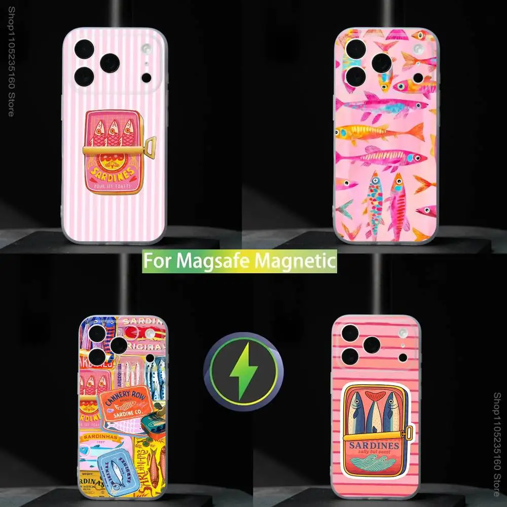 Sardines Fish Art Phone Case For iPhone 17,16,15,14,13,12,11,Pro,Max,Plus,Mini,SE4,E For Magsafe Wireless