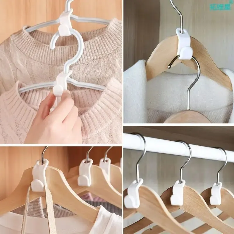 60pcs/set Plastics Hanger Connection Hook Stackable Space Saving Storage Multifunctional Hanging Clothes Rack