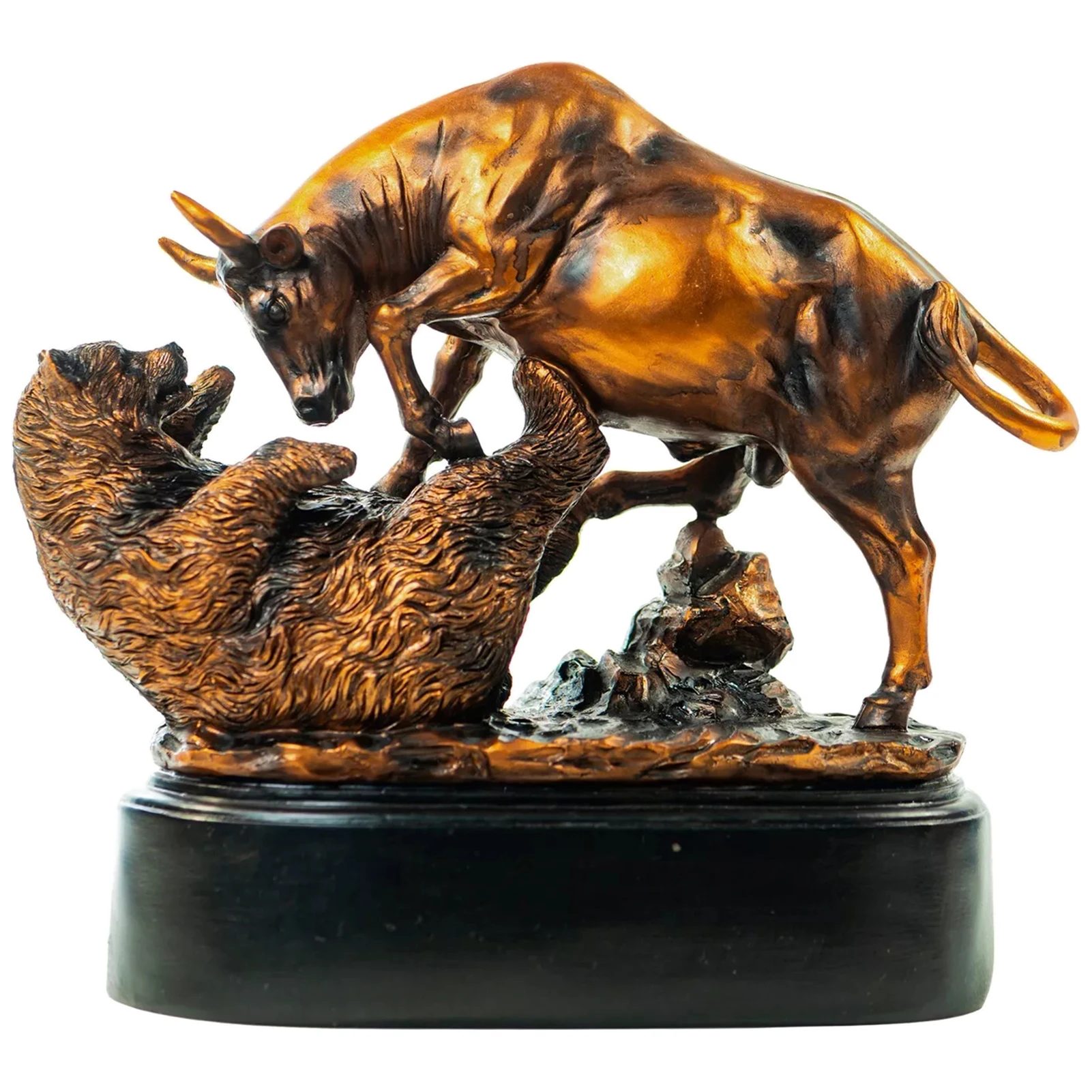 Bull and Bear Statue Ornaments Charging Bull Statue Stock Market Decor for Home Office Living Room Decor