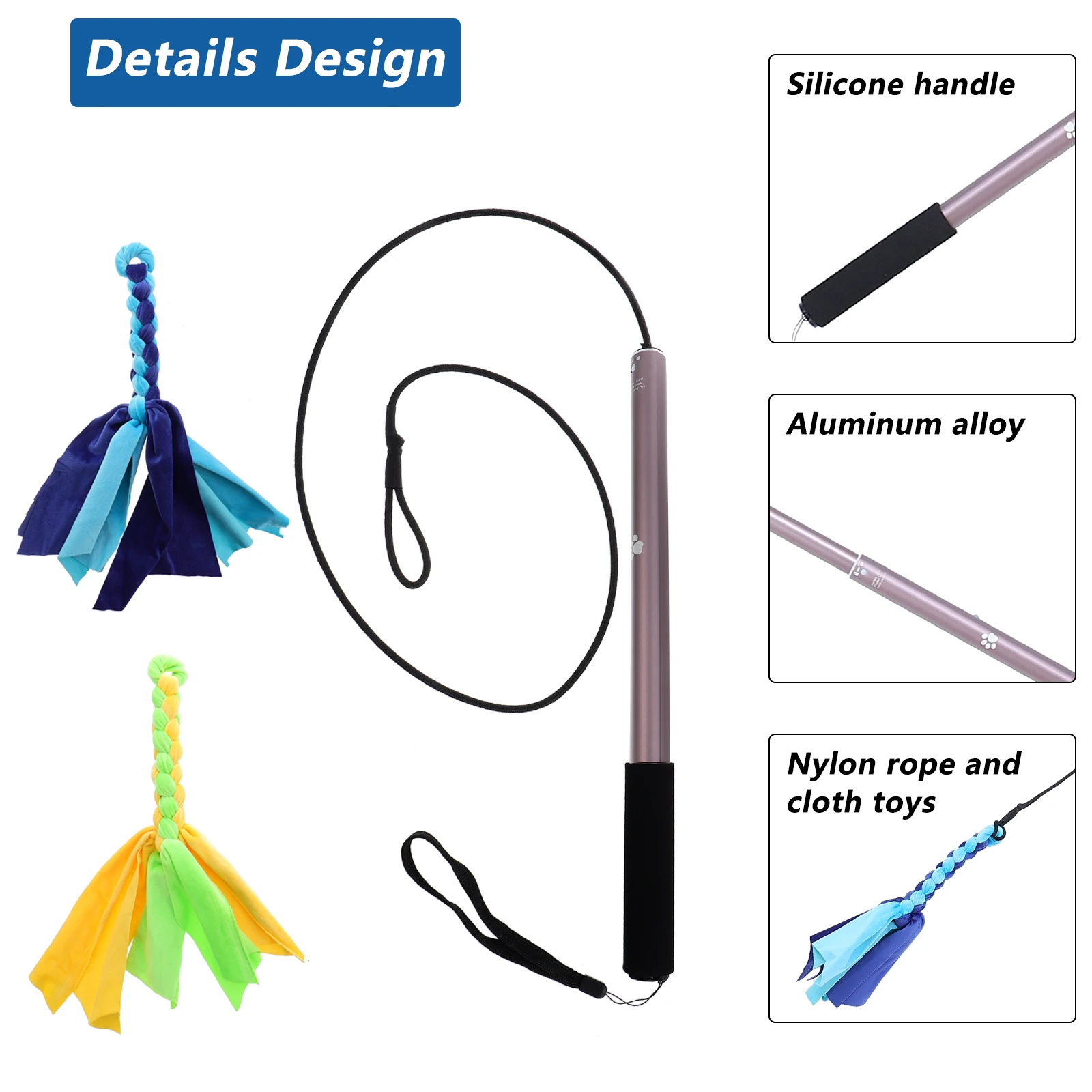 

Funny Dog Stick Rubber Flame Retardant Nylon Rope Puppy Interactive Toys Pet Teaser Pole Chasing Tail Dog Activity Toy Sturdy