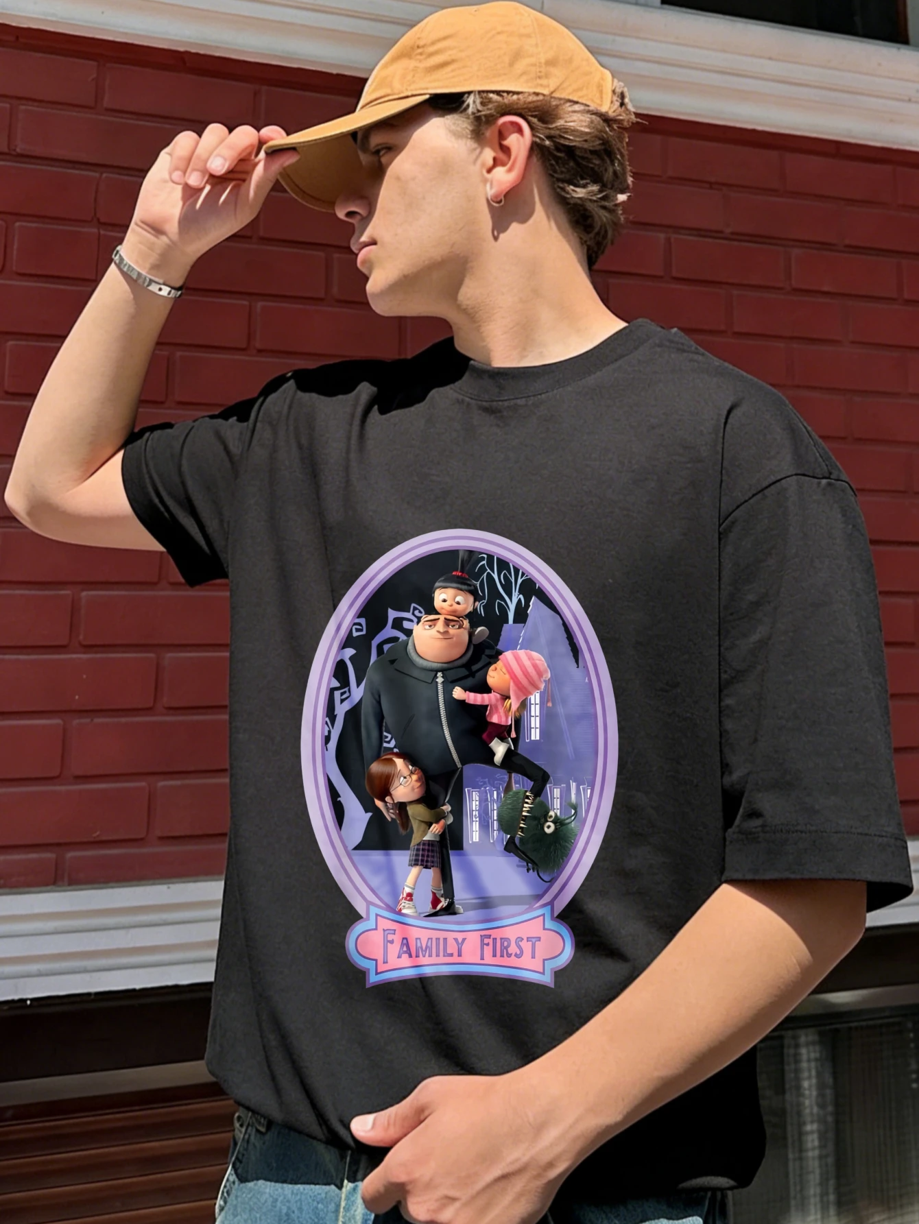 

Мужская хлопковая футболка оверсайз с графическим принтом в стиле ретро, летняя повседневная уличная одежда Y2K