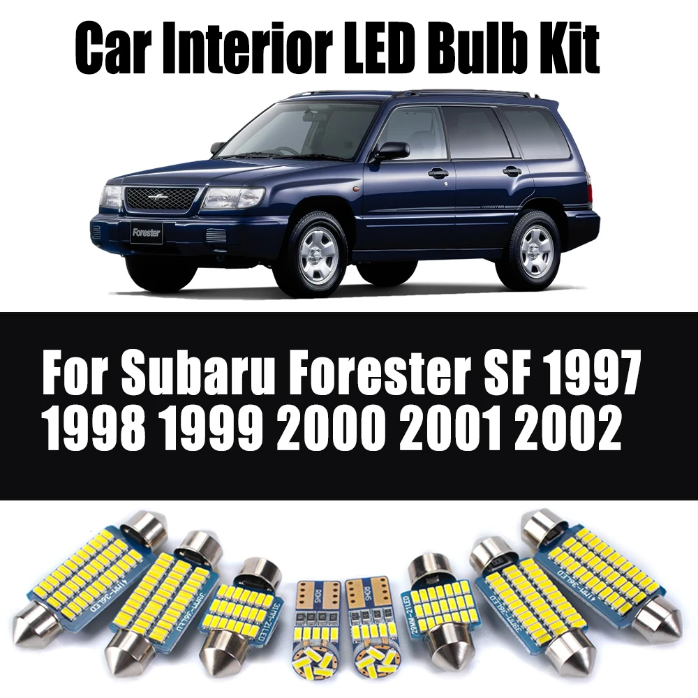 8Pcs Car Reading Bulbs Accessories LED Interior Map Dome Trunk Light Kit For Subaru Forester SF 1997 1998 1999 2000 2001 2002