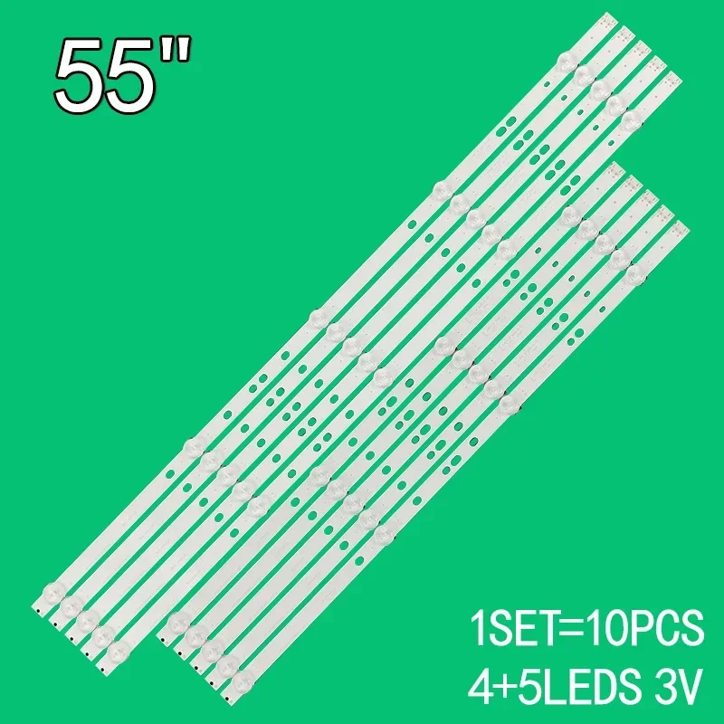 La barra di retroilluminazione a LED 3V da 10 pezzi è adatta per Skyworth 55 pollici 55 m75 55 g3 55 g2a 55 f5 55 m1 55 v7 55 d10 55 m7s SW55D04A SW55D05B-ZC22AG