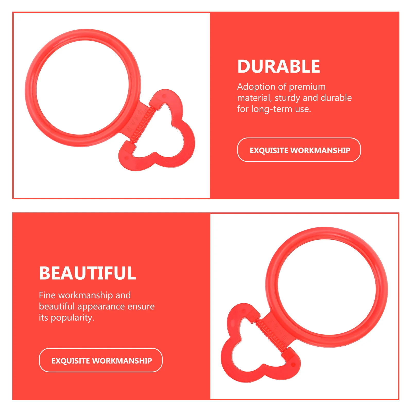 مرآة مكياج حمراء عتيقة، مرآة مضمد ممتازة على سطح الطاولة مع قاعدة ثابتة لتزيين جدران غرفة النوم والحمام #4