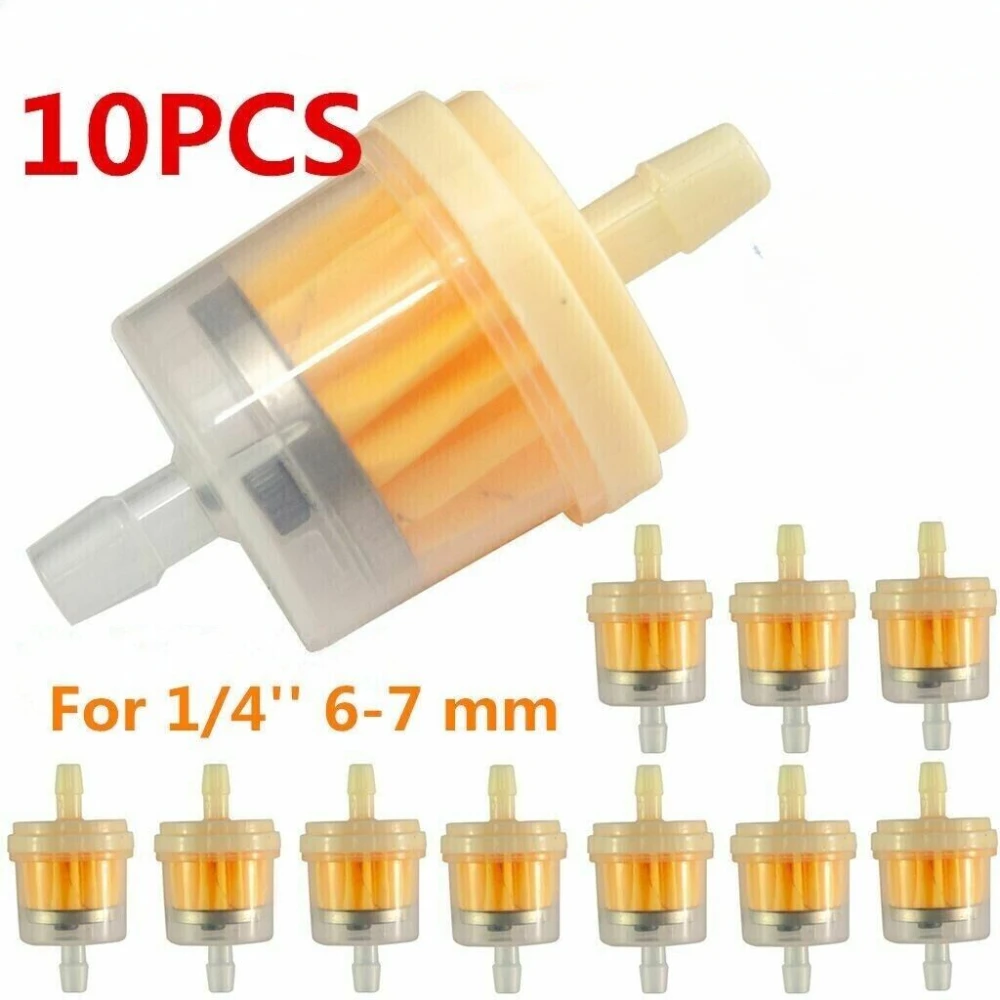 

10PCS Inline Oil Fuel Filter Small Engine For 1/4'' Line 6-7mm Hose Universal Motorcycle LAWN MOWER Dirt ATV Quad Go Kart