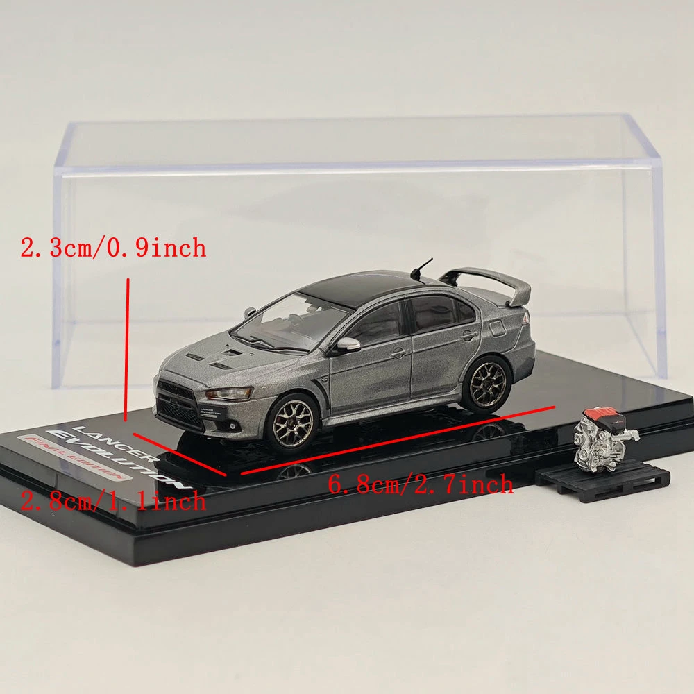 Hobby Japão 1:64 Lancer Evolution X Final Edition com modelo de exibição de motor titânio cinza (M) Telhado preto HJ 642053 Carro fundido CGM