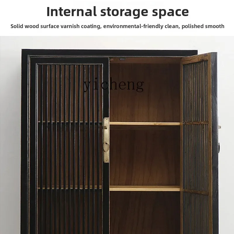 GZ-1 Solid Wood Black Lacquer Wardrobe Bedroom Standing Cabinet Inn   Vertical Storage Cabinet