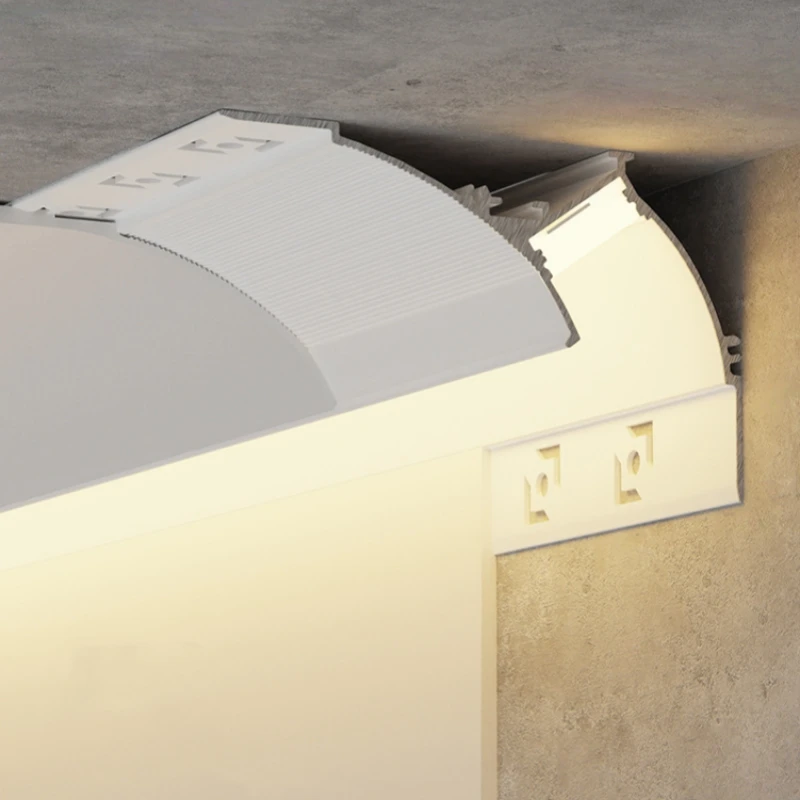 سقف مجاني LED الألومنيوم الشخصي غير مرئية بدون إطار قناة الجبس العلوي خط الزاوية مصباح الخصر الجدار غسالة الخلفية الخفيفة