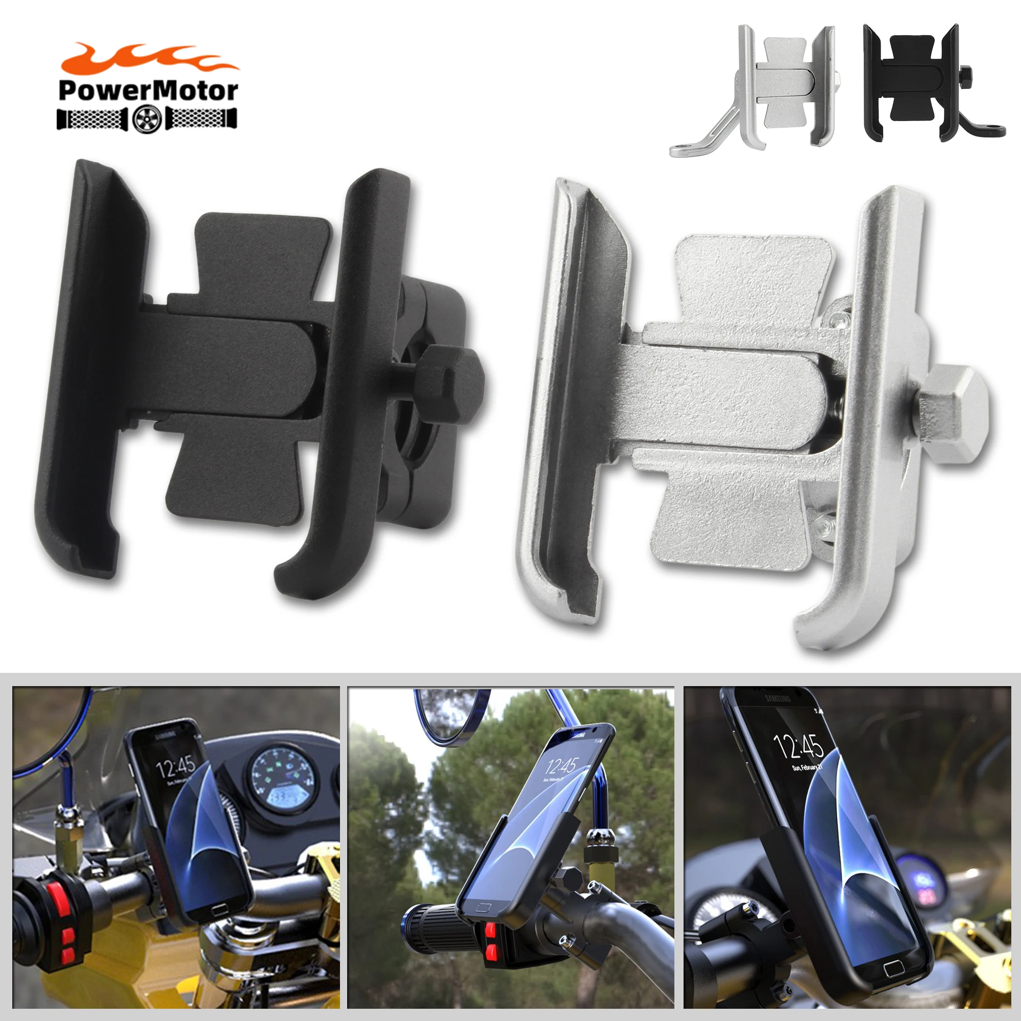 Motorcycle Mobile Phone Holder 4-6.5 Inch Screen Handlebar Mirror Base 360 ° Rotary Bicycle Scooter Racing Riding Accessories