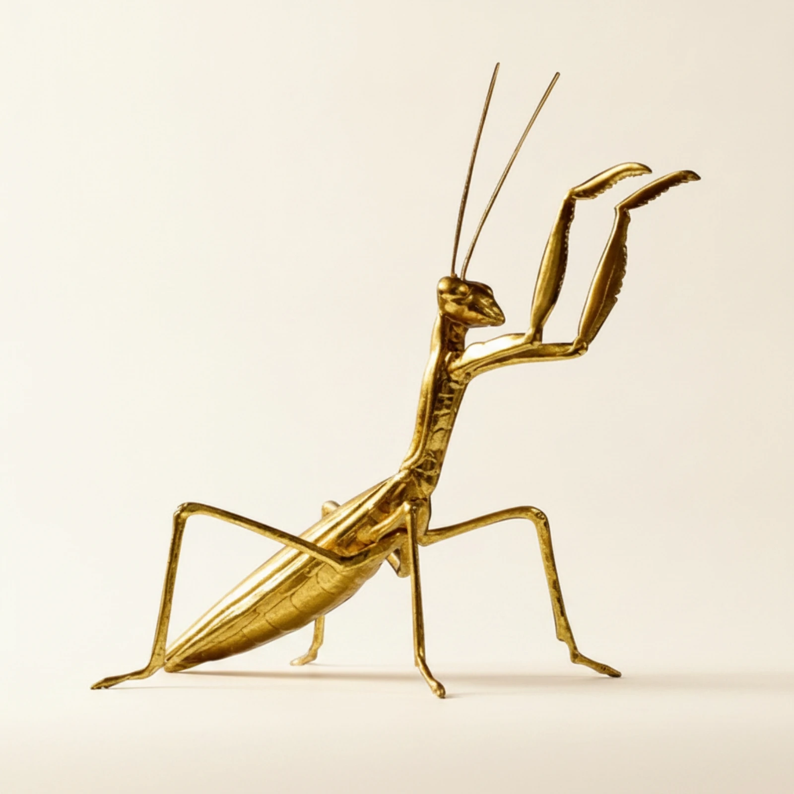 Gold Mantis Figurine Resin Praying Mantis Figurine Decorative Realistic Detail for Living Room, Study