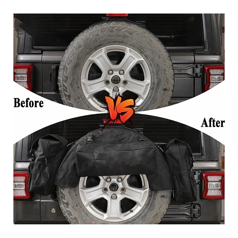 Rear Spare Tire Trash Bag Outdoors Tool Kit Stowing Spare Tire Bag For Jeep Wrangler JK TJ YJ 2007-2017 Exterior Accessories