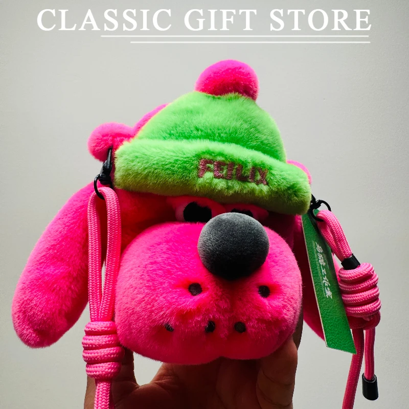Original Creativity Cartoon Pink Dog Bag Cute Soft Plush Doll Girls Gift  Coin Purse Plush Toy Backpack Girls Birthday Gift
