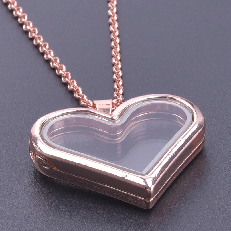 1pc Fashion Heart Pendant Necklace Photo Relicario Locket Charm Alloy Necklace For Women Men Retro Jewelry Chain Decoration Gift