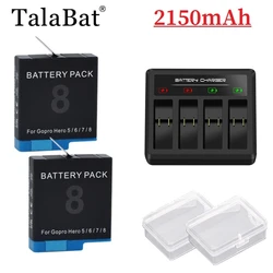 For Gopro 8 7 6 5 Battery 2150mAh With 4-Slots LED Charger For Gopro Hero 8 Hero 7 Hero 5 6 Go Pro Accessorie Batteries