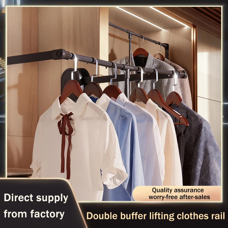 

Pull Down Clothes Rail Lift Up Hanging Rod With Dual Soft Close Adjustable Retractable Length For Wardrobe Closet Storage System