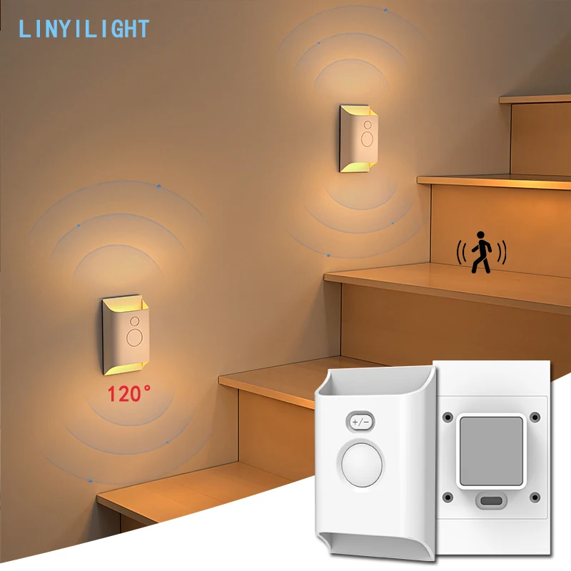 

Rechargeable Night Light Motion Sensor Night Light Human Body Sensor Light Stair Lights Indoor for Stairway Hallway Kitchen