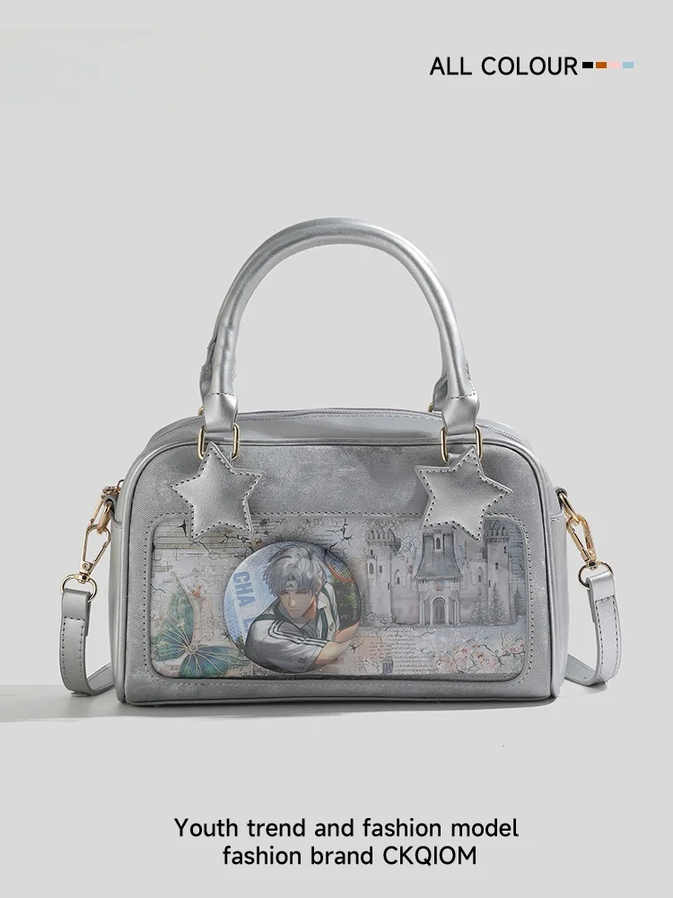 

Silver Pain Bag Crossbody Bag Transparent ain Bag Large Capaci Casual Daily Women's High Aesthetic Value Crossbody Bag