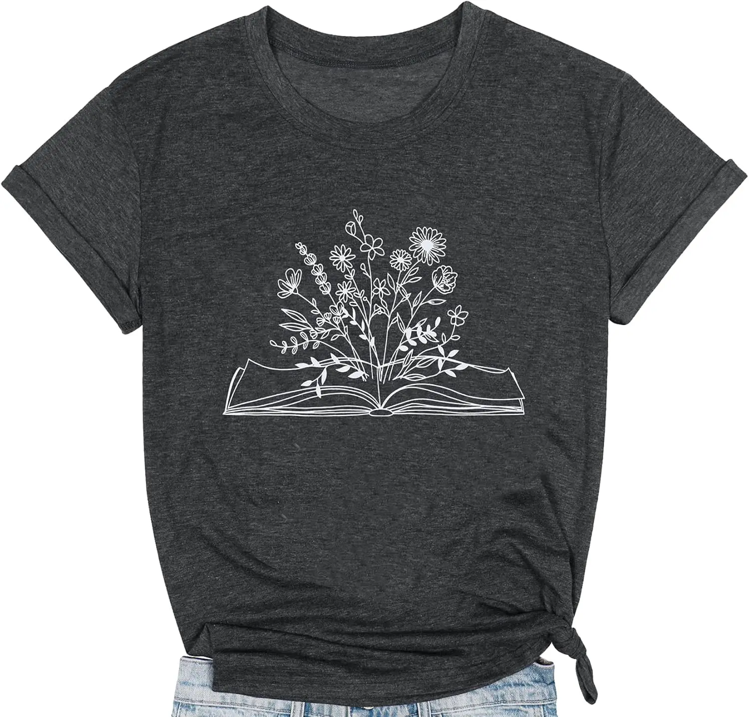 Book Lovers T-Shirt Women Funny Wildflowers Book Reading Shirt Cute Book Lover Gift Shirts Teacher Short Sleeve Tee Tops